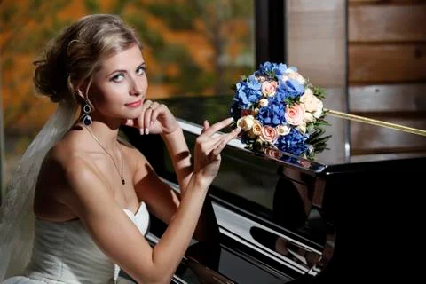Bride with a bouquet Stock Photos