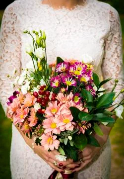 Bride with bouquet Stock Photos