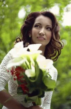 Bride with bouquet Stock Photos