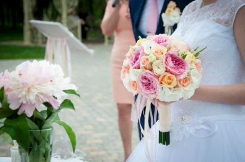 Bride with a bouquet Stock Photos