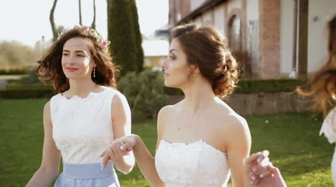 Bride with bridesmaids Stock Footage 62452923