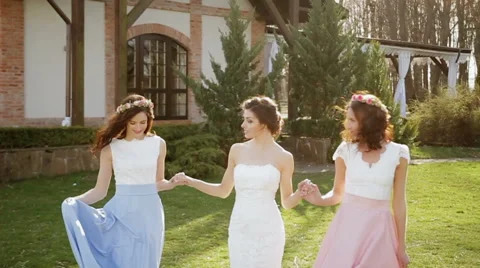 Bride with bridesmaids Stock Footage 62453746