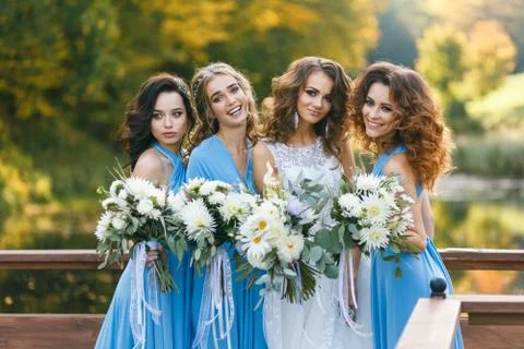 Bride with bridesmaids 写真素材