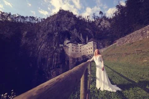 Bride at a castle Stock Photos