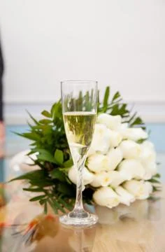 Bride with champagne Stock Photos