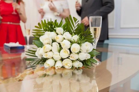 Bride with champagne Stock Photos
