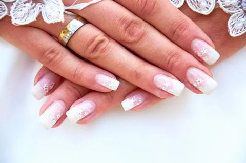 Bride cheerful hands Stock Photos