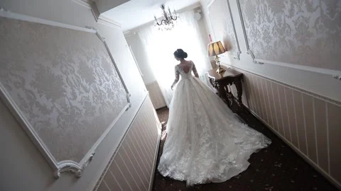 Bride in a chic wedding dress Stock Footage 130180591