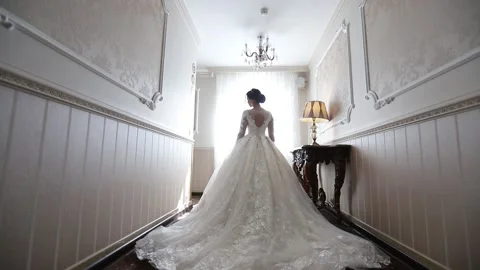 Bride in a chic wedding dress Stock Footage 130180595