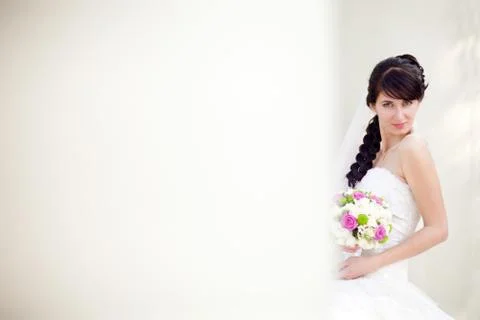 Bride in columns Stock Photos
