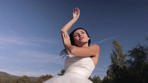 Bride In A Convertible Enjoys An Open Air Ride Happy Day Video stock 141721953