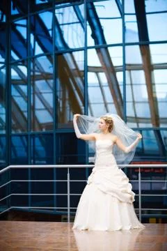 Bride dance under the glass ceiling Stock Photos