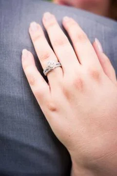 Bride displays wedding ring Stock Photos