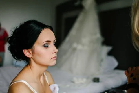The bride doing make-up Stock Photos