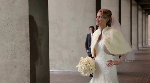Bride dreaming  at wedding day Stock-Footage 48150230