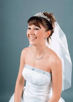 Bride dressed in elegance white wedding dress Stock Photos