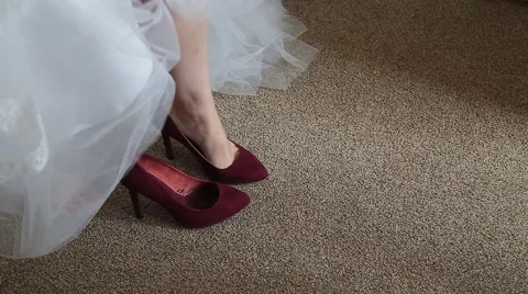 Bride dresses shoes Stock Footage 53428387