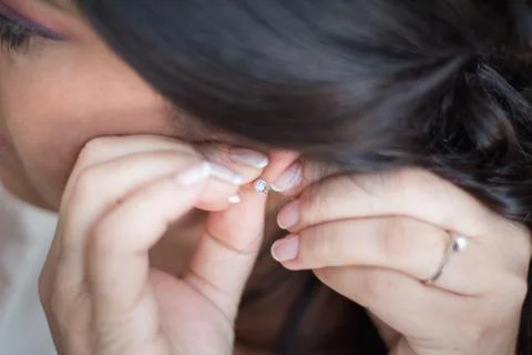 Bride with earring Stock Photos