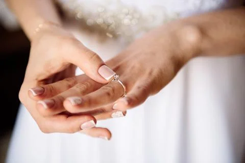 Bride with Engagement ring Stock Photos