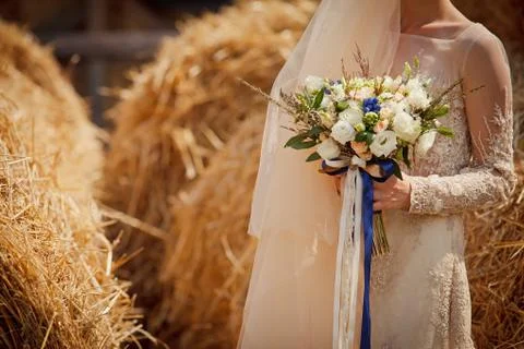 Bride on the farm Stock Photos