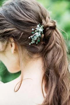 Bride with flowers in the forest 写真素材