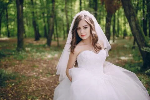 Bride in the forest Stock Photos
