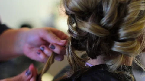 Bride Getting Her Hair Styled Stock Footage 61348909