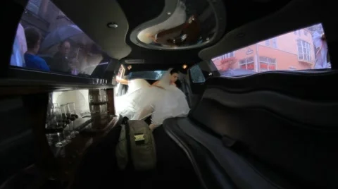 Bride Getting Into Limo Stock Footage 52256180