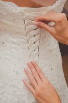 Bride getting ready for the wedding ceremony Stock Photos