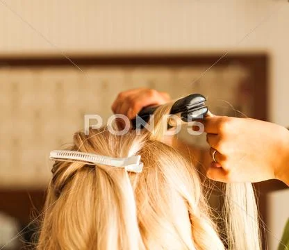 Bride Getting Ready For Wedding In Hair Dressing Saloon