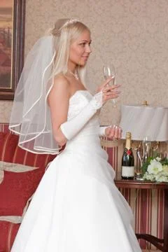 Bride with glass Stock Photos