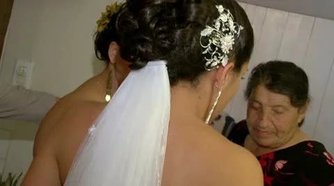 Bride In Gown -Pan Down Stock Footage 21248517