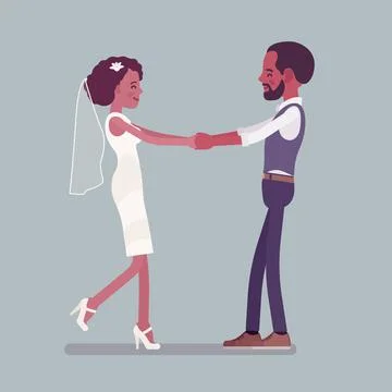 Bride, groom in a first dance on wedding ceremony Stock Illustration
