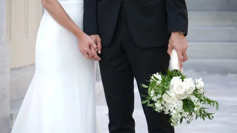 Bride Groom Holding Hands Stock Footage 161810489