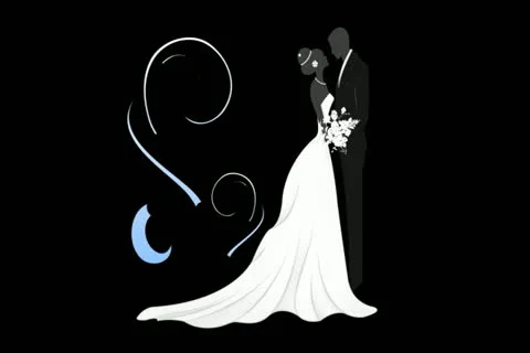 Bride &amp; Groom Motion Design Element 02 Widescreen Stock Footage 10874890