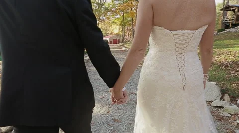 Bride &amp; Groom Walking Stock Footage 47772950