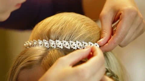 Bride Hairstyle Stock Footage
