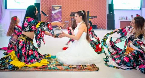 Bride having fun at her wedding Stock Photos