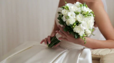 Bride with her beloved cat on your wedding day. Stock Footage 61190182