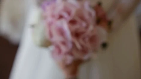 Bride hold wedding bouquet Stock Footage 76734857