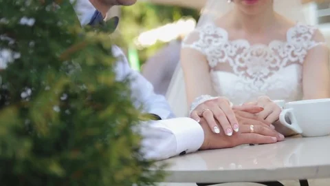 Bride is holding the hands of groom Video stock 73428091