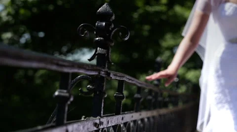 The bride is holding on to the railing Stock Footage 52759355