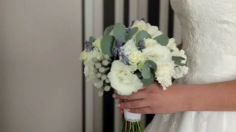Bride holding wedding bouquet Stock Footage 46839042