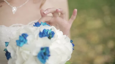 Bride Holding a Wedding Bouquet Stock Footage 50634723