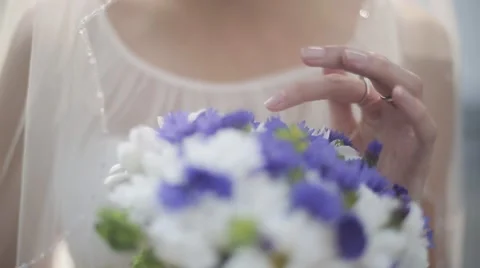 Bride Holding a Wedding Bouquet Stock Footage 50635586
