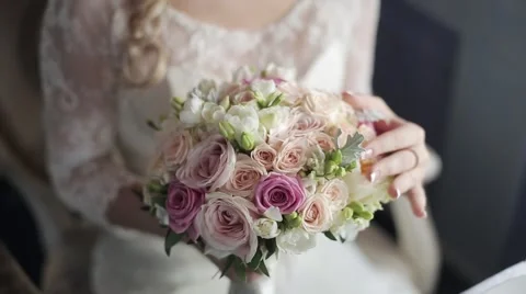 Bride Holding a Wedding Bouquet Stock Footage 50635973