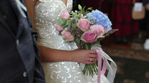 The bride holds a bouquet. Stock Footage 167606649