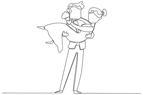 A bride holds a flower while being carried by the groom Illustrazione stock