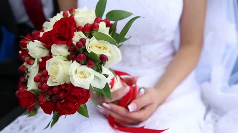 The bride holds a wedding bouquet Stock Footage 58461944