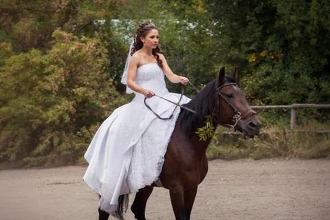 Bride on horse Foto stock